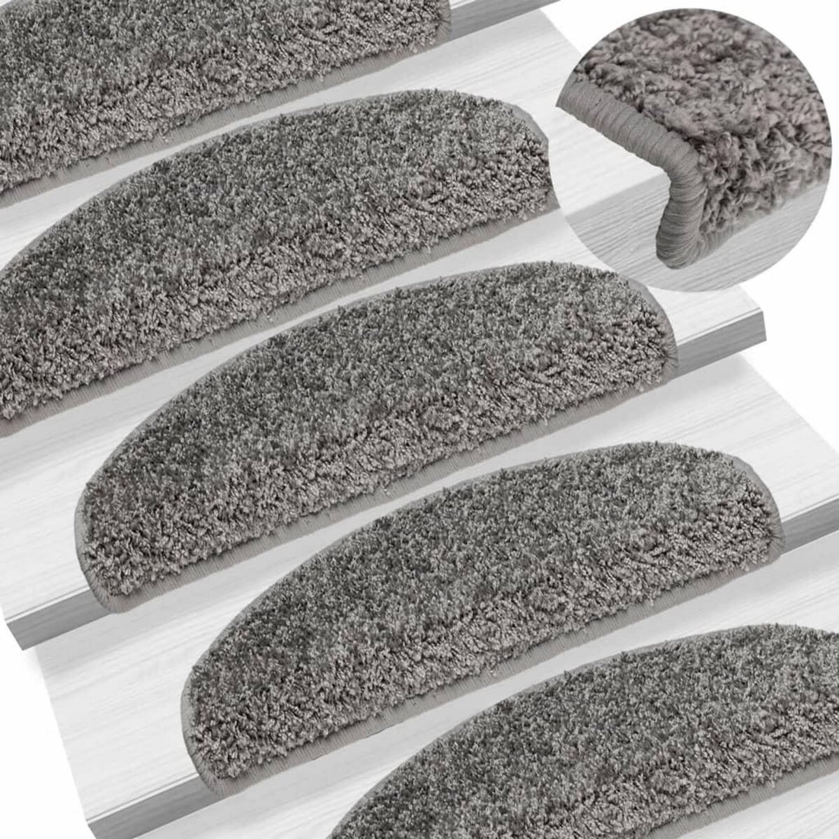 VIDAXL Tapis d'escalier 15 pcs gris 65x21x4 cm