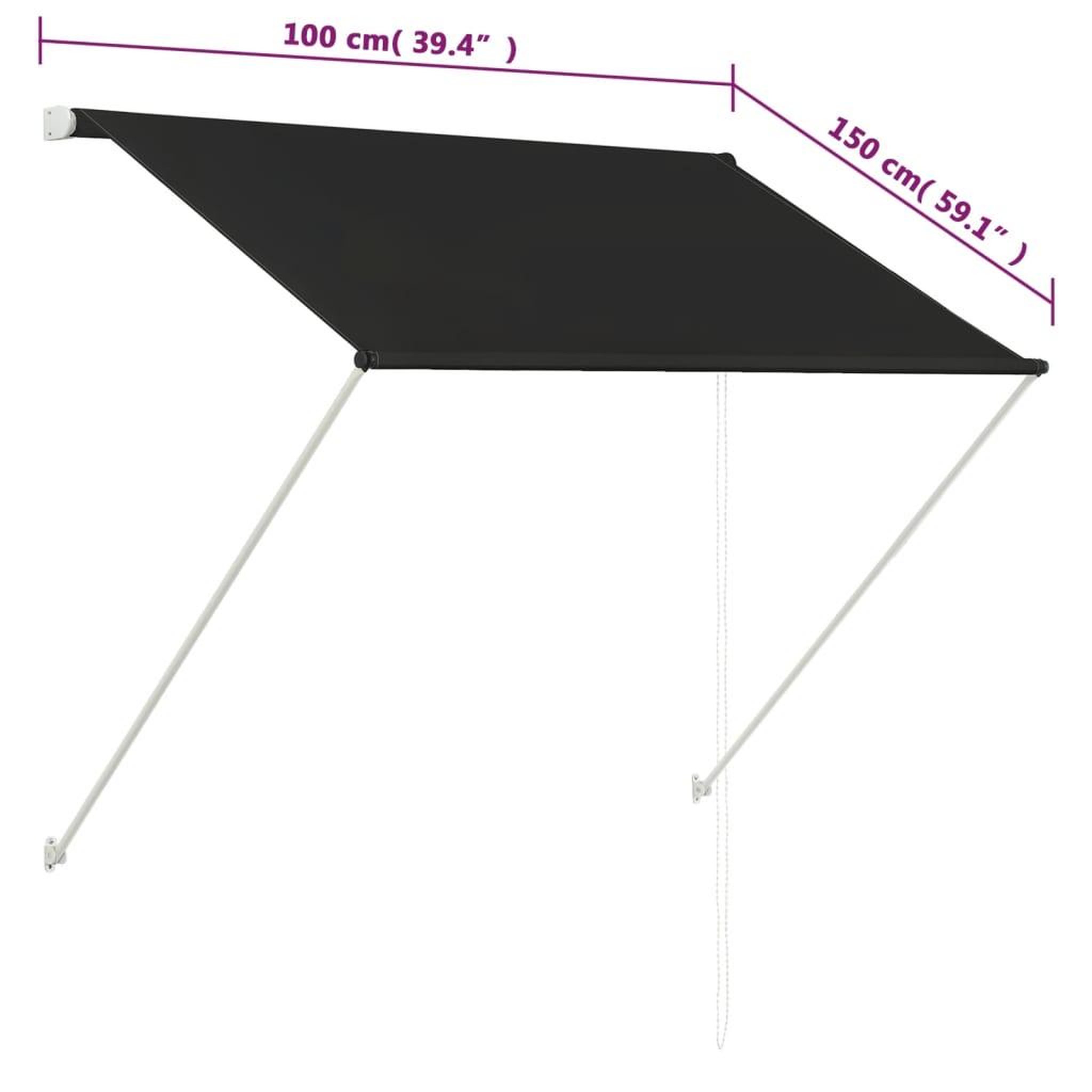 Voir la diapositive 6 : VIDAXL Auvent retractable 100x150 cm Anthracite