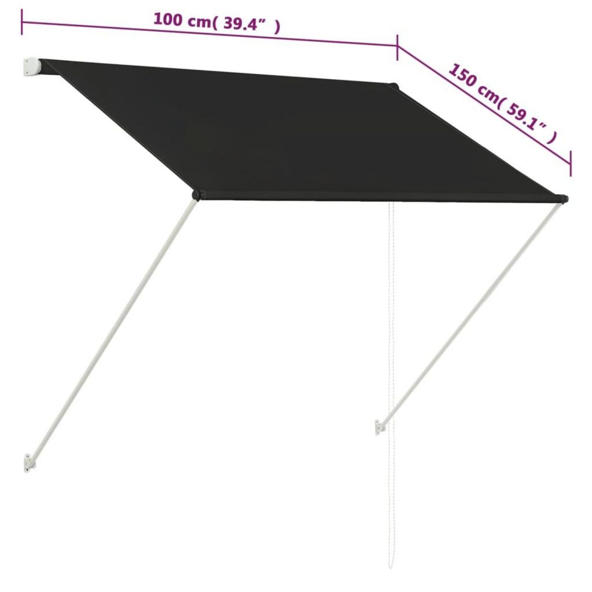 VIDAXL Auvent retractable 100x150 cm Anthracite
