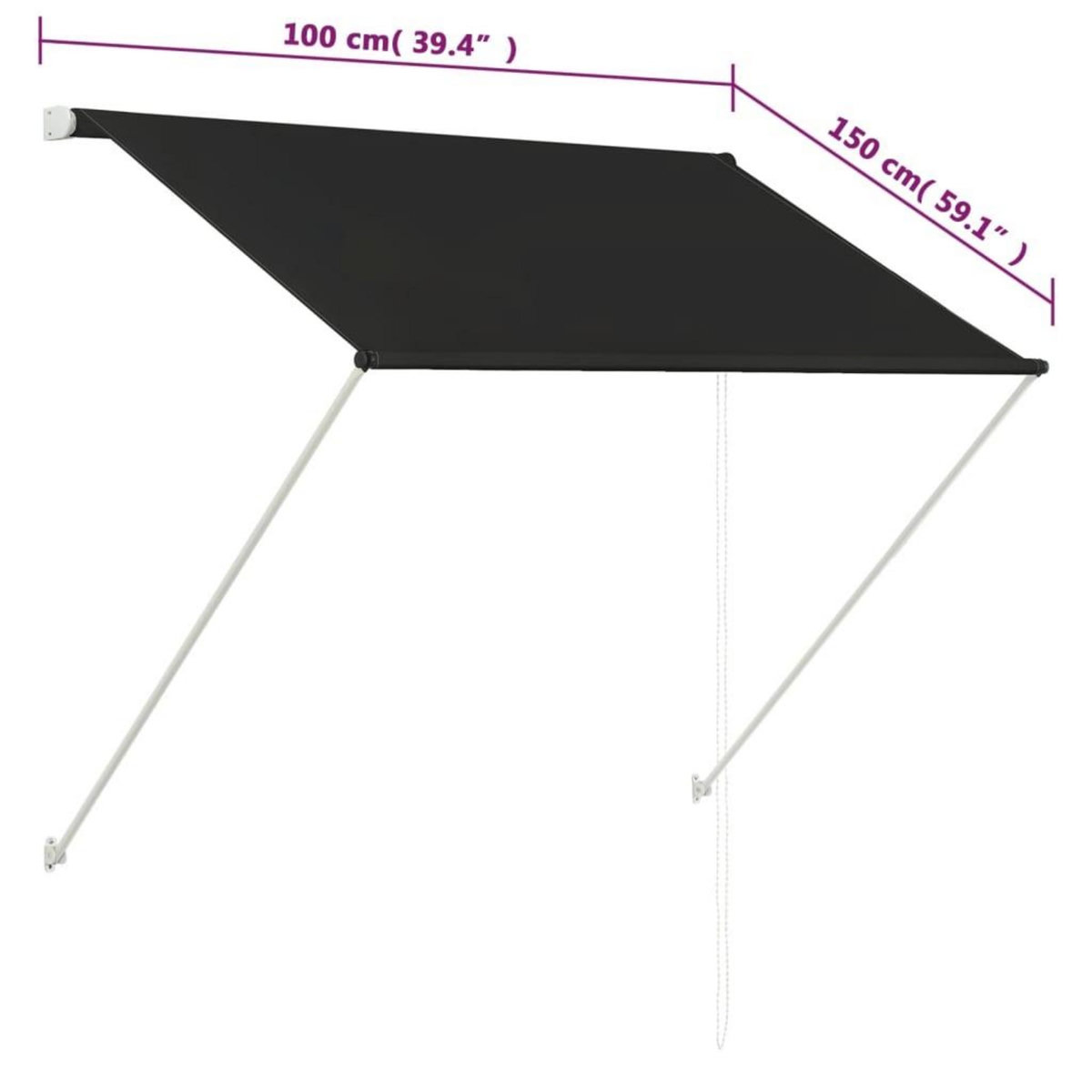 VIDAXL Auvent retractable 100x150 cm Anthracite