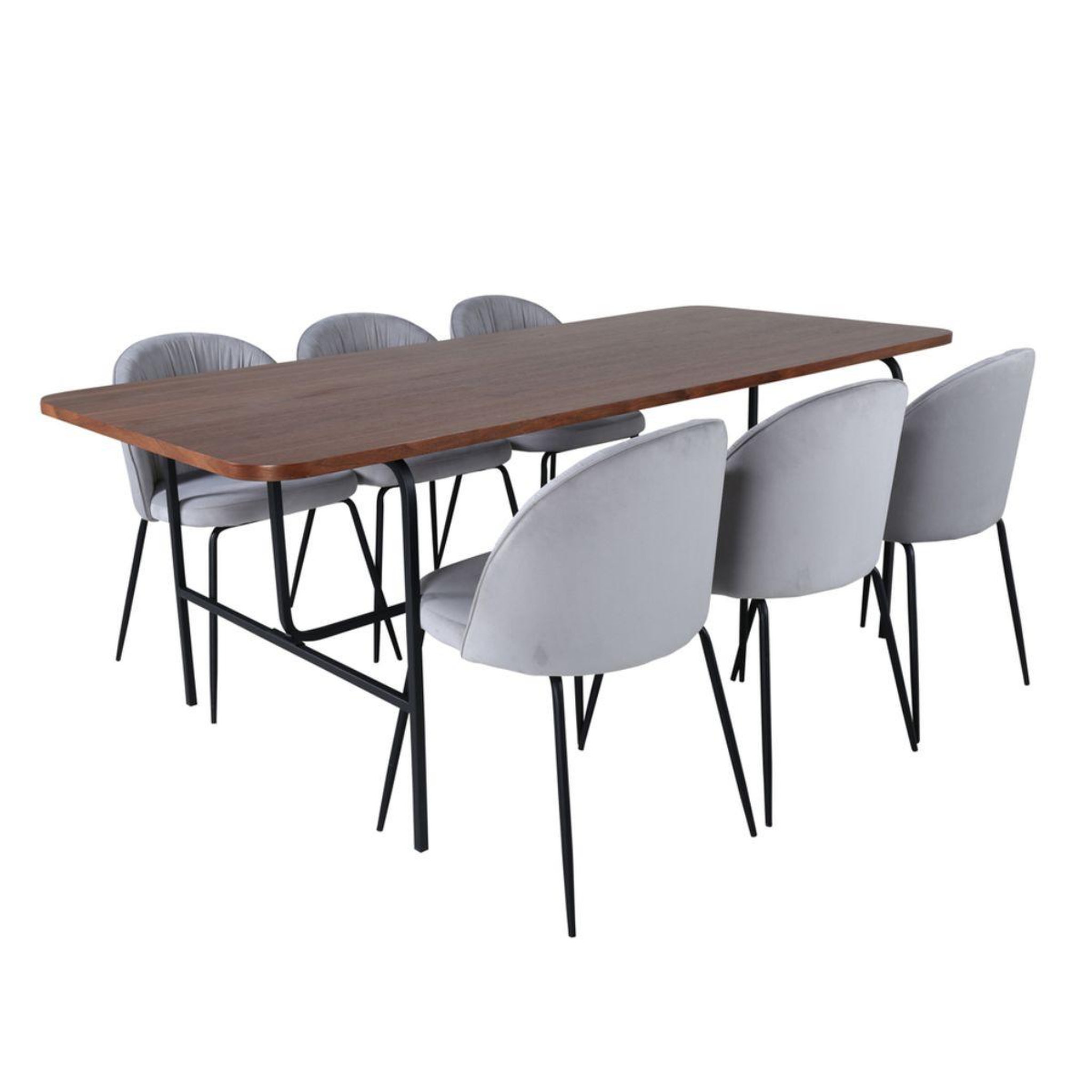 Paris Prix Ensemble table à manger & 6 chaises  uno & wrinkles  200cm gris & marron