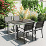 Voir la diapositive 2 : OUTSUNNY Table de jardin rectangulaire 4-6 personnes dim.120 x 70 x 72 cm aluminium plateau à lattes effet bois noir
