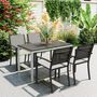 Voir la diapositive 2 : OUTSUNNY Table de jardin rectangulaire 4-6 personnes dim.120 x 70 x 72 cm aluminium plateau à lattes effet bois noir