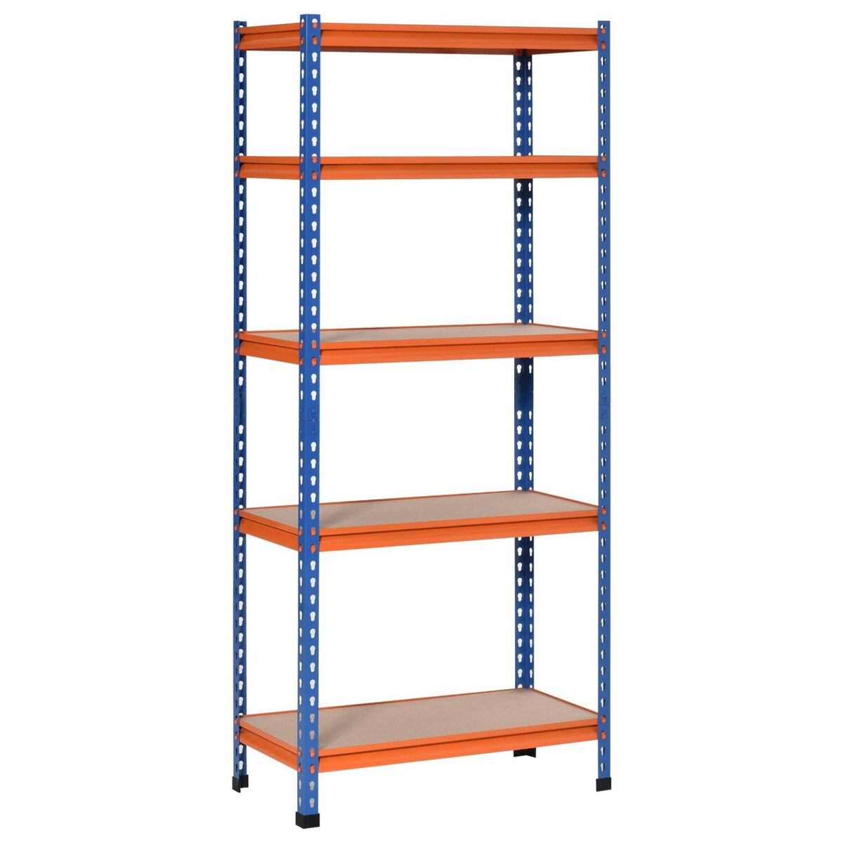 HOMCOM Rayonnage charges lourdes ou volumineuses - étagère garage - 5  tablettes réglables en hauteur - métal bleu orange MDF pas cher 