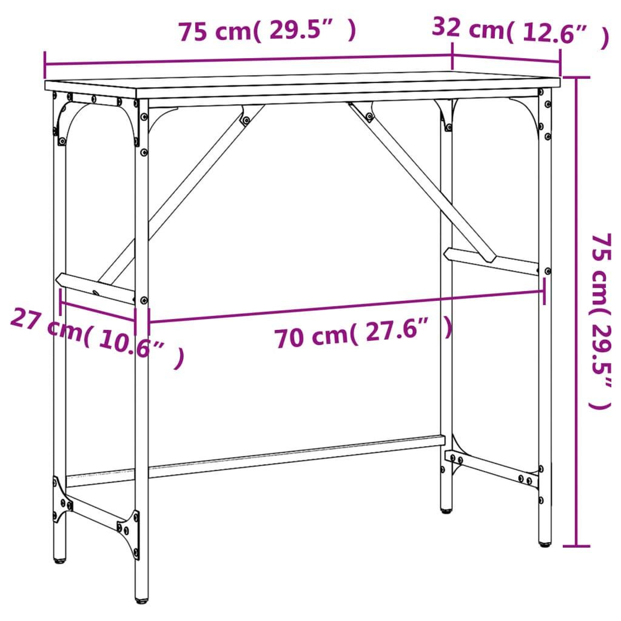 Voir la diapositive 6 : VIDAXL Table console chene fume 75x32x75 cm bois d'ingenierie