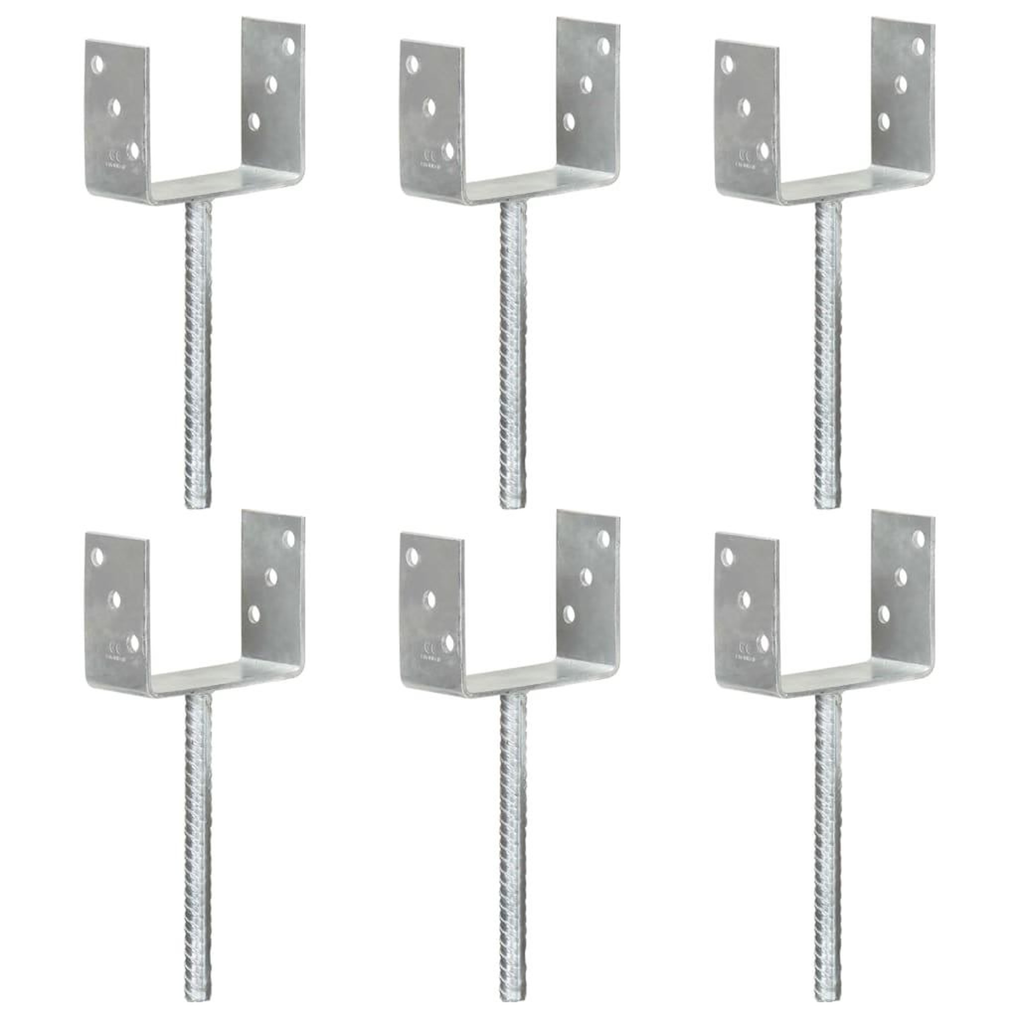 VIDAXL Piquets de cloture 6 pcs Argente 12x6x30 cm Acier galvanise