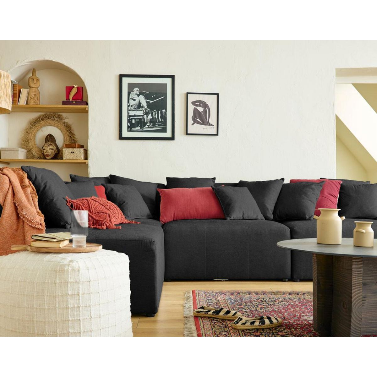 LISA DESIGN Amalfi - canapé modulable d'angle réversible - 4 places - en tissu