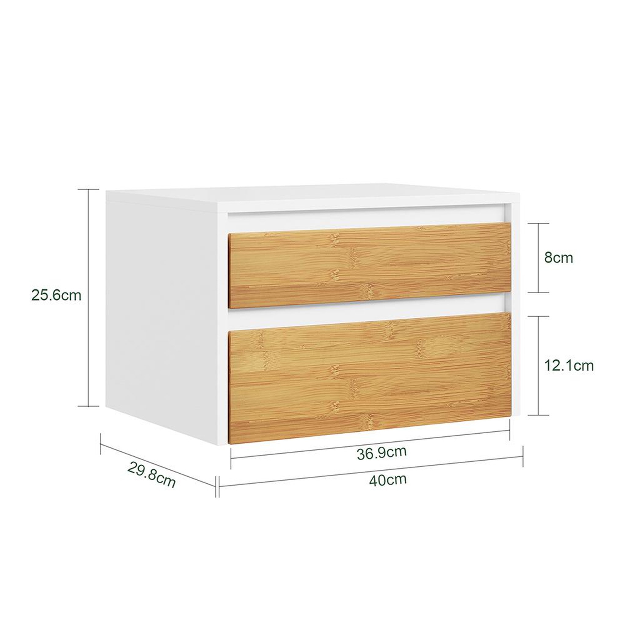 Voir la diapositive 3 : SOBUY Chevet 2 Tiroirs Blanc 40x29x25cm FBT175-E-WN