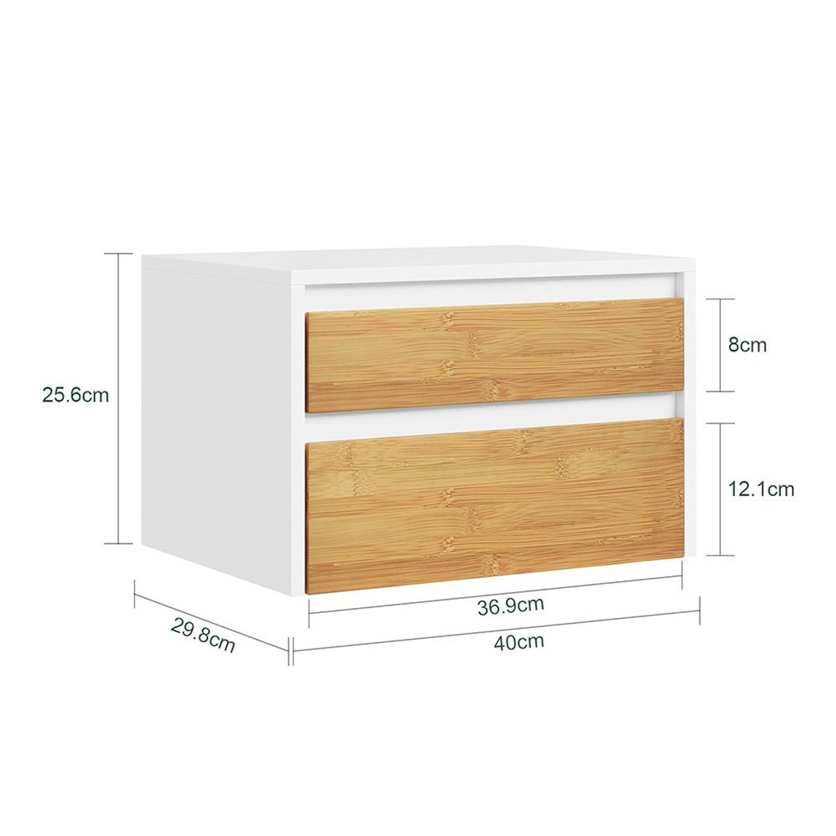 SOBUY Chevet 2 Tiroirs Blanc 40x29x25cm FBT175-E-WN