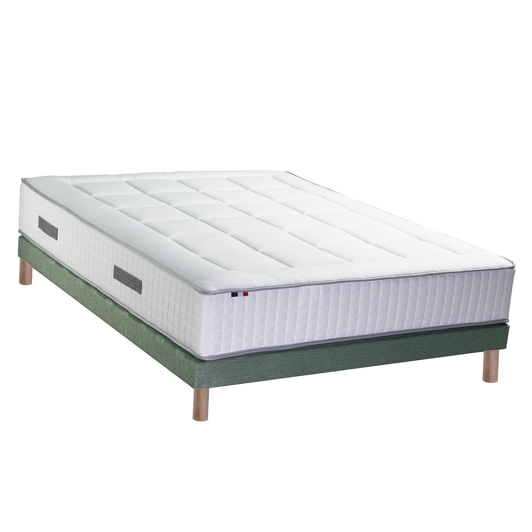 Voir la diapositive 1 : IDLITERIE Ensemble matelas Ressorts 7 zones H28cm + sommier PALACIO 2 FABRICATION FRANCAISE