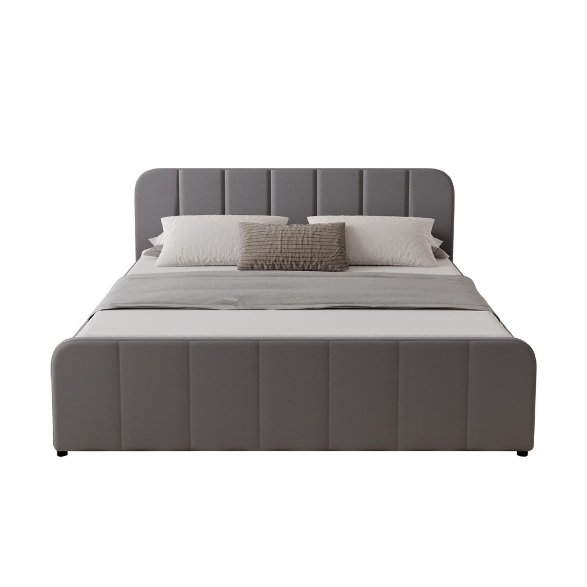 Voir la diapositive 5 : CONCEPT USINE Lit coffre 160x200cm en velours gris tampa