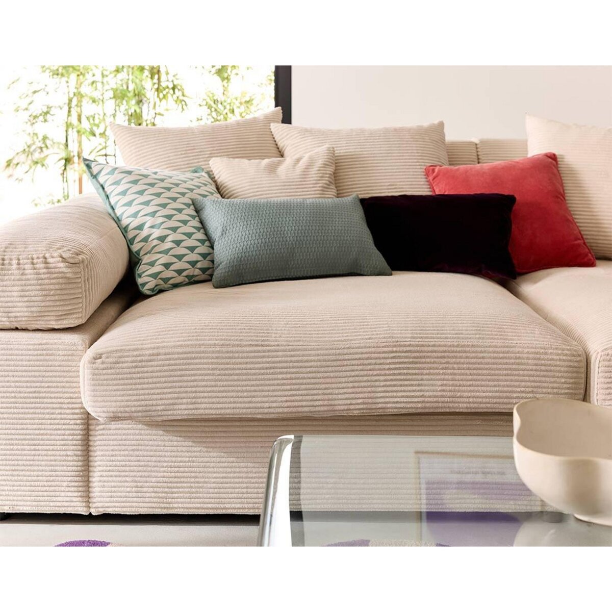 LISA DESIGN Aspen - canapé 4 places - assise profonde - velours côtelé