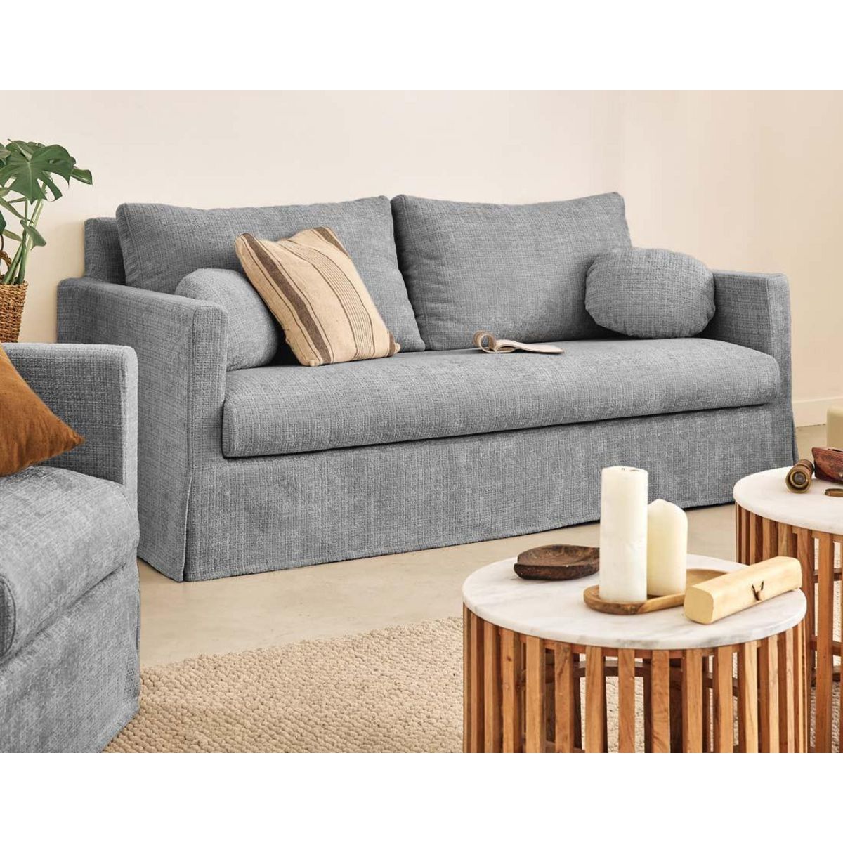 LISA DESIGN Serena - canapé droit déhoussable 3 places en velours texturé