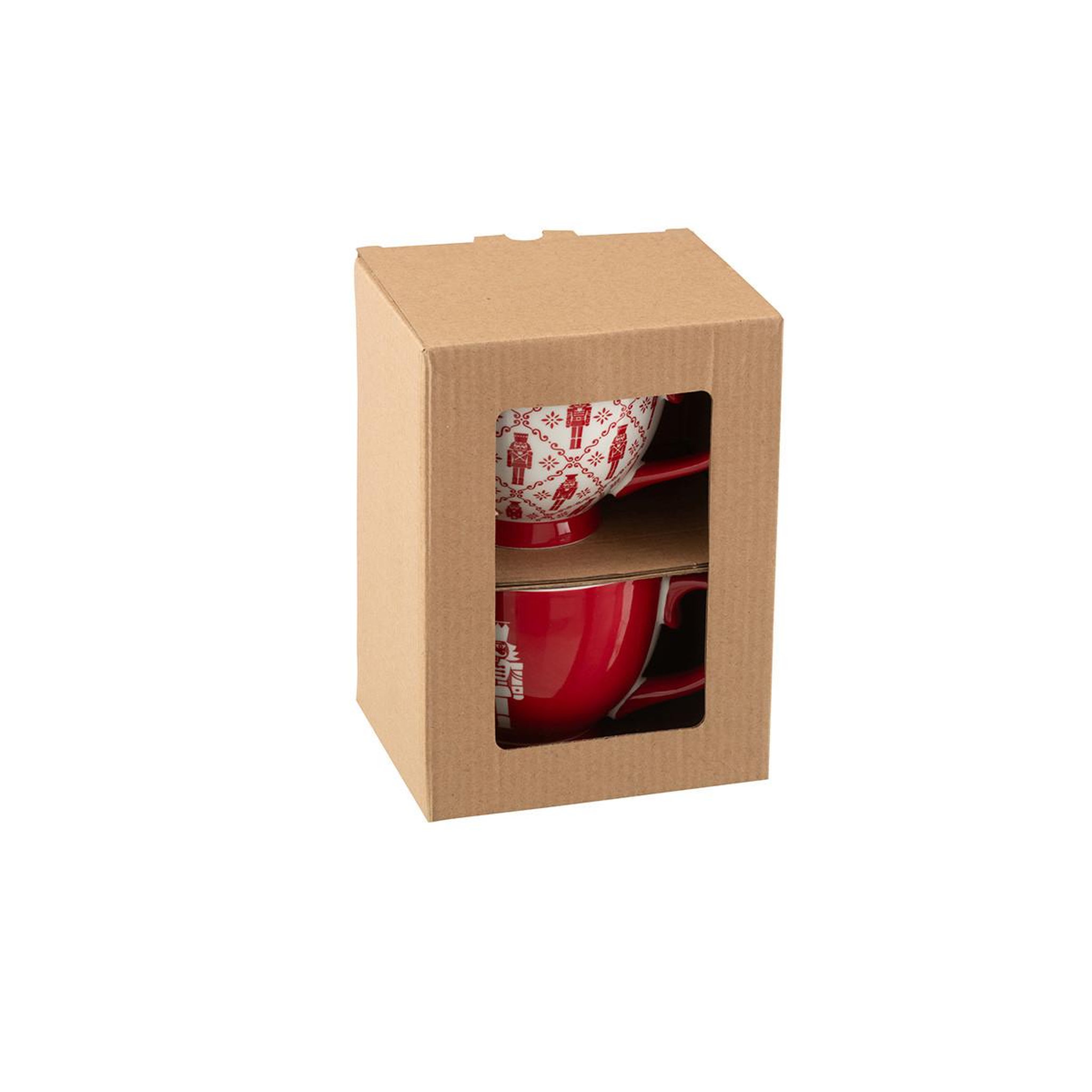 Voir la diapositive 3 : J-LINE Lot de 2 mugs en céramique  casse-noisette  45cl rouge