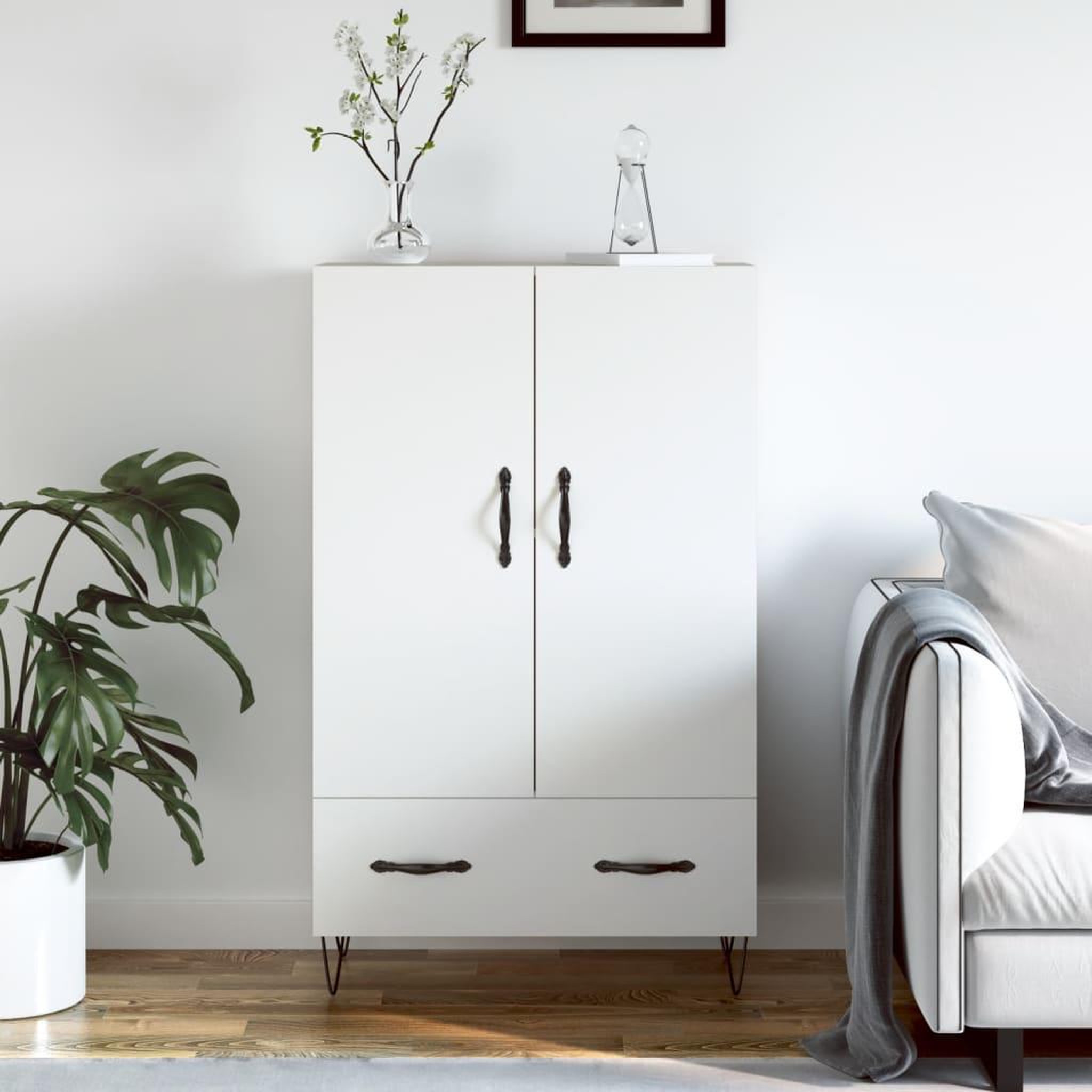 VIDAXL Buffet haut blanc 69,5x31x115 cm bois d'ingenierie