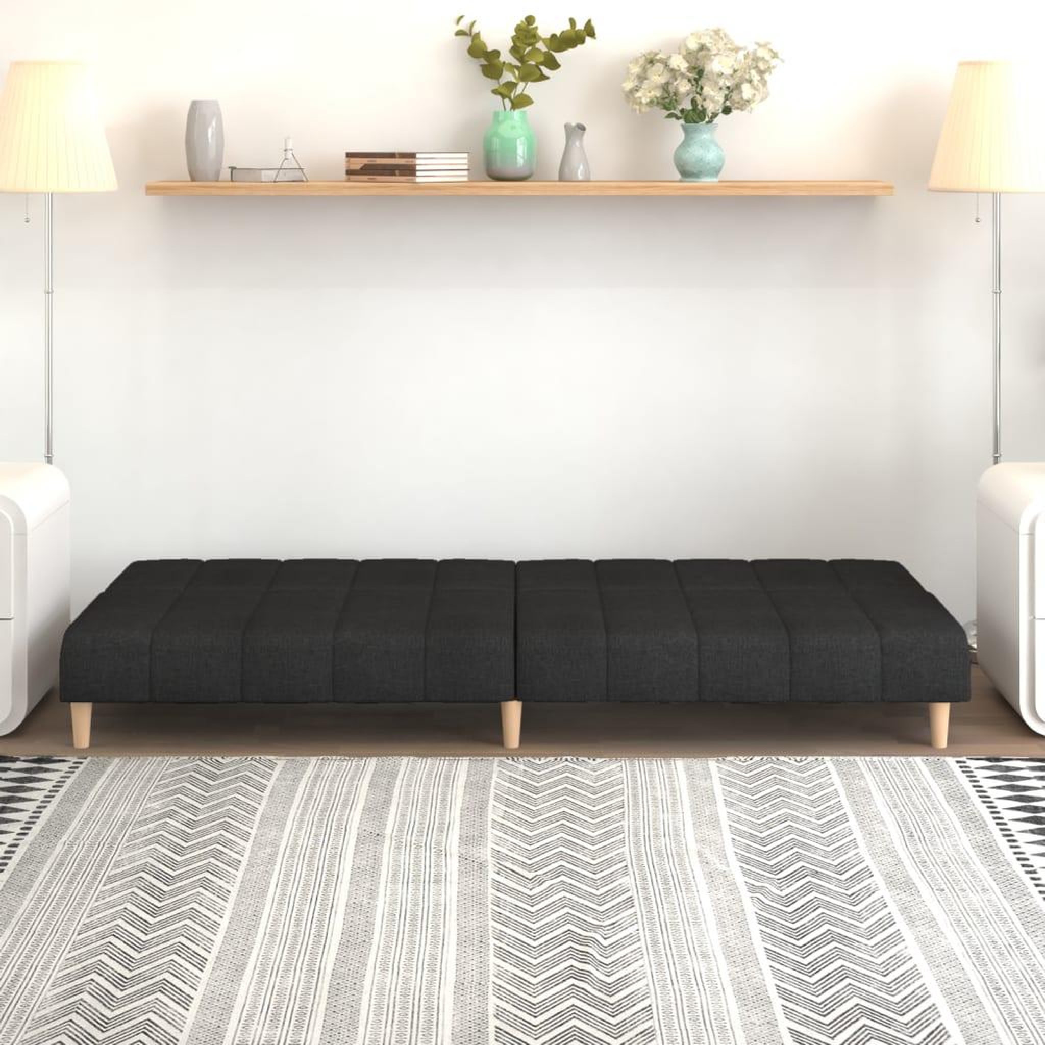 Voir la diapositive 3 : VIDAXL Canape-lit a 2 places noir tissu