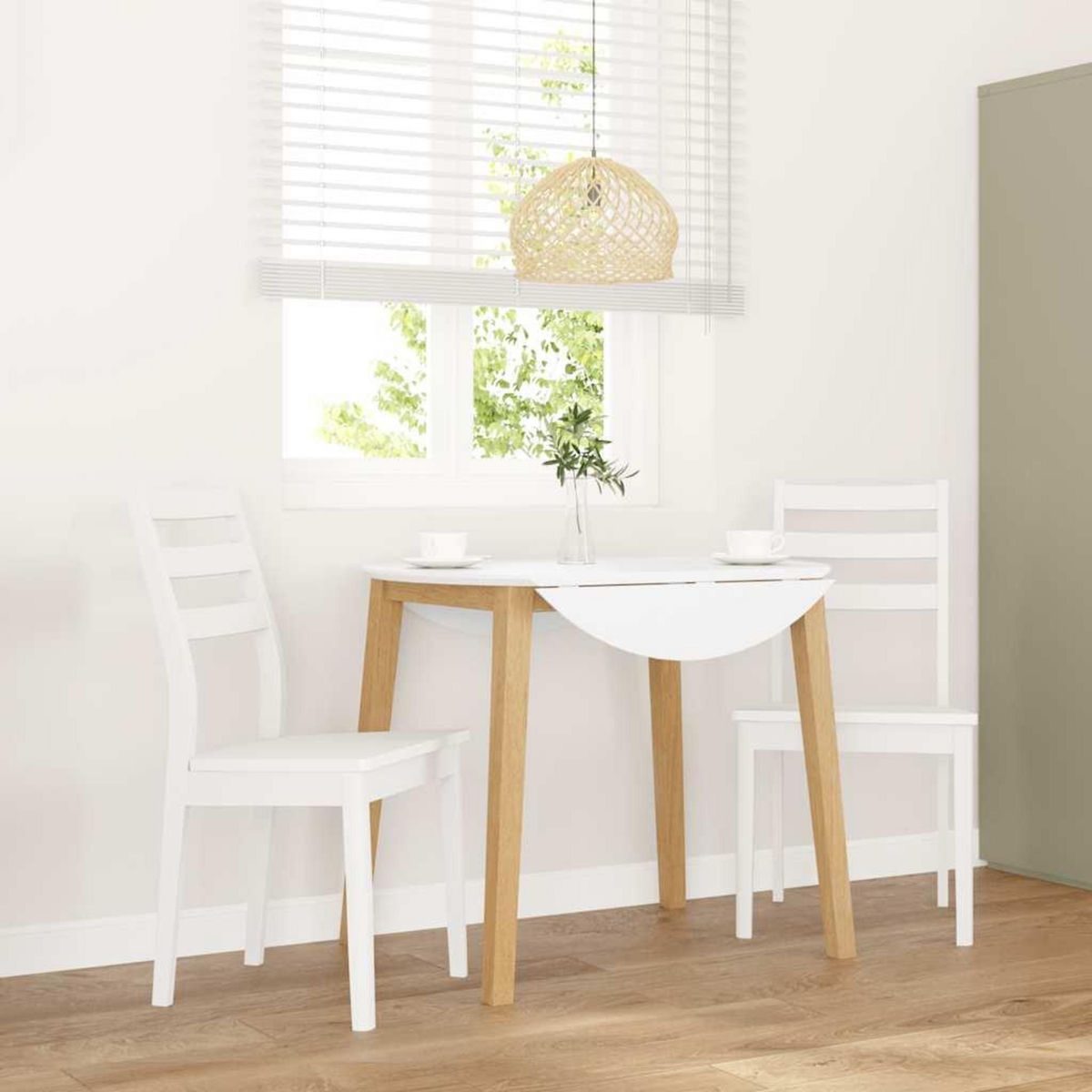 VIDAXL Chaises a manger 2 pcs blanc bois massif caoutchouc