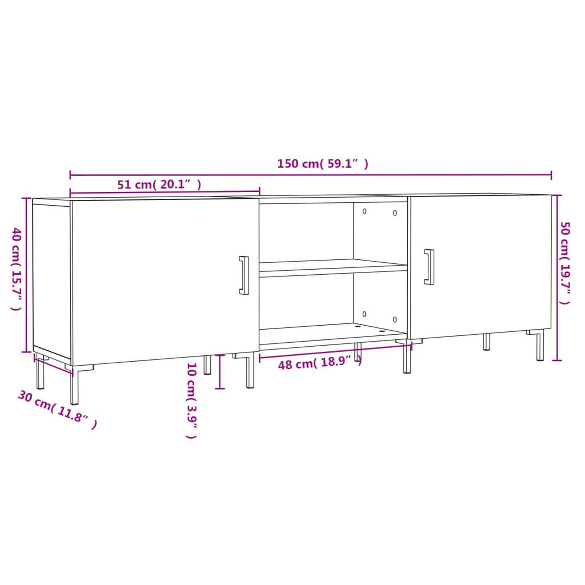 Voir la diapositive 6 : VIDAXL Meuble TV chene sonoma 150x30x50 cm bois d'ingenierie