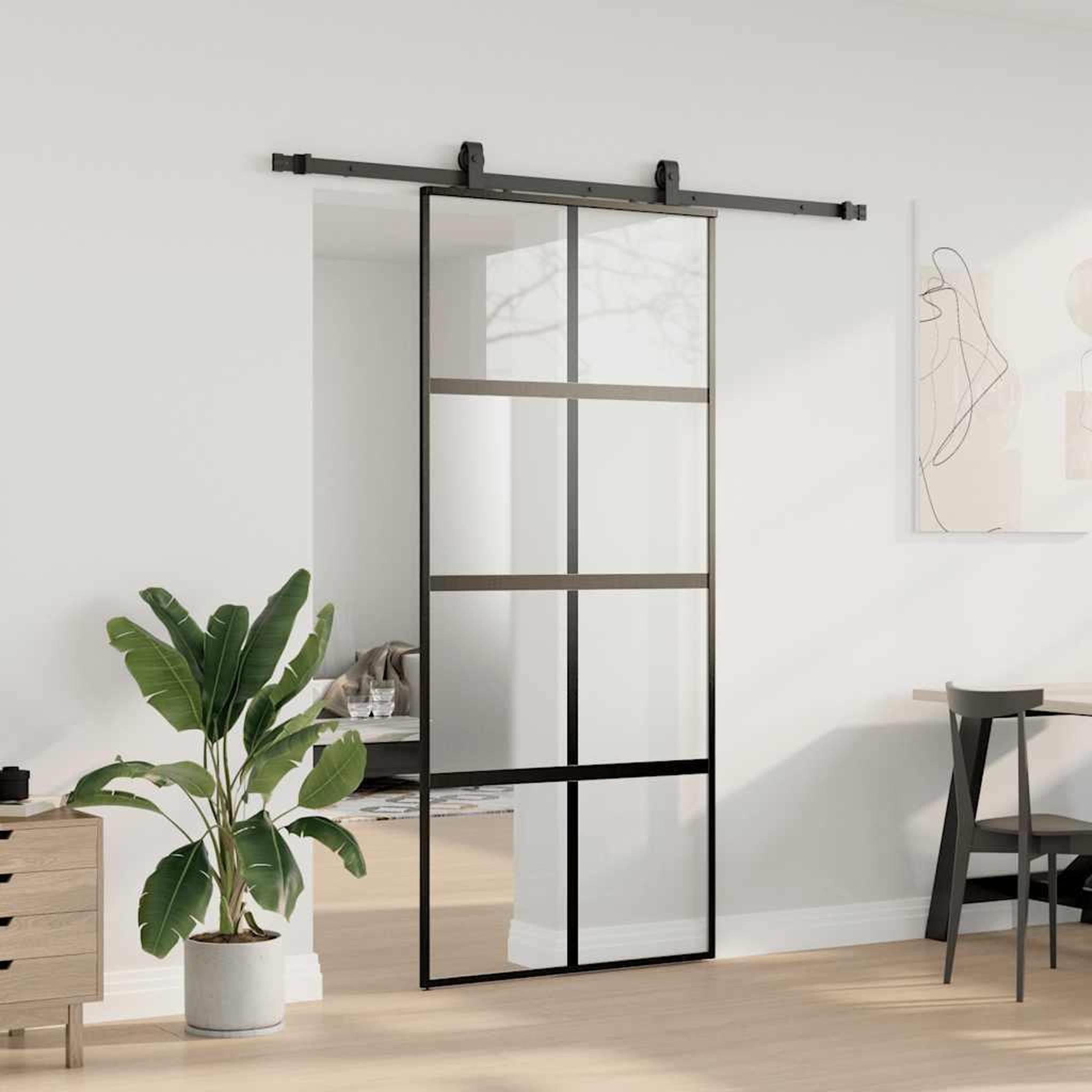 Voir la diapositive 3 : VIDAXL Porte coulissante avec kit de quincaillerie noir 90x205 cm
