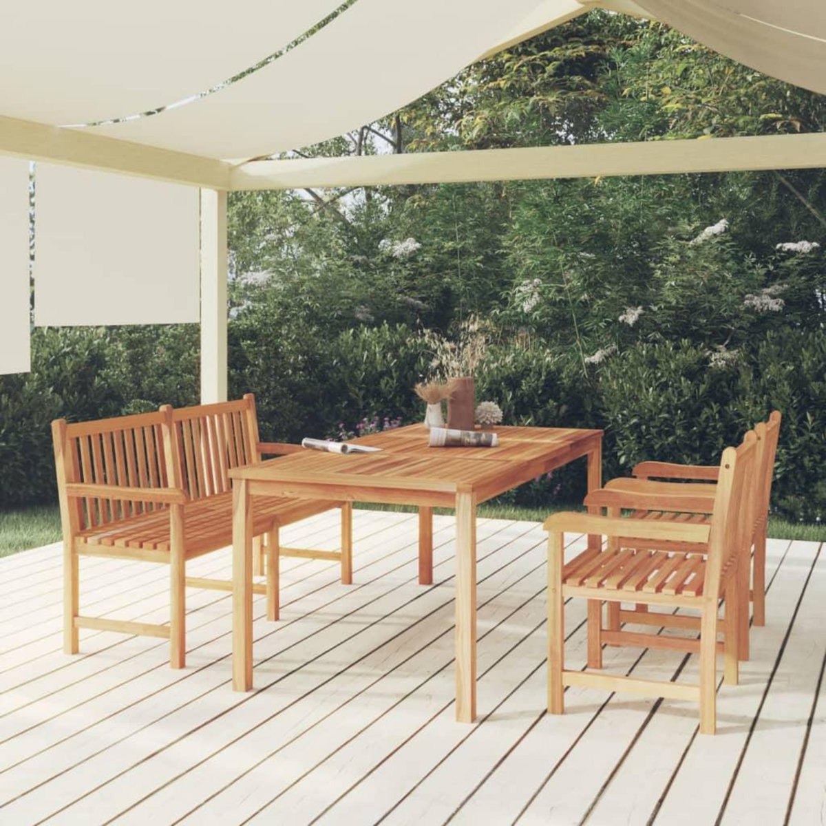 VIDAXL Ensemble a manger de jardin 4 pcs Bois de teck massif