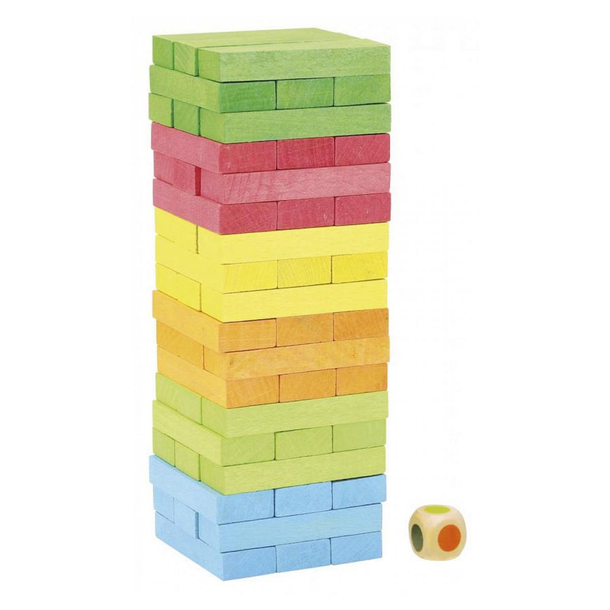 JeuJura Coffret de la Tour Infernale Colorée - Jeu de 54 Pièces en Hêtre pour Enfants