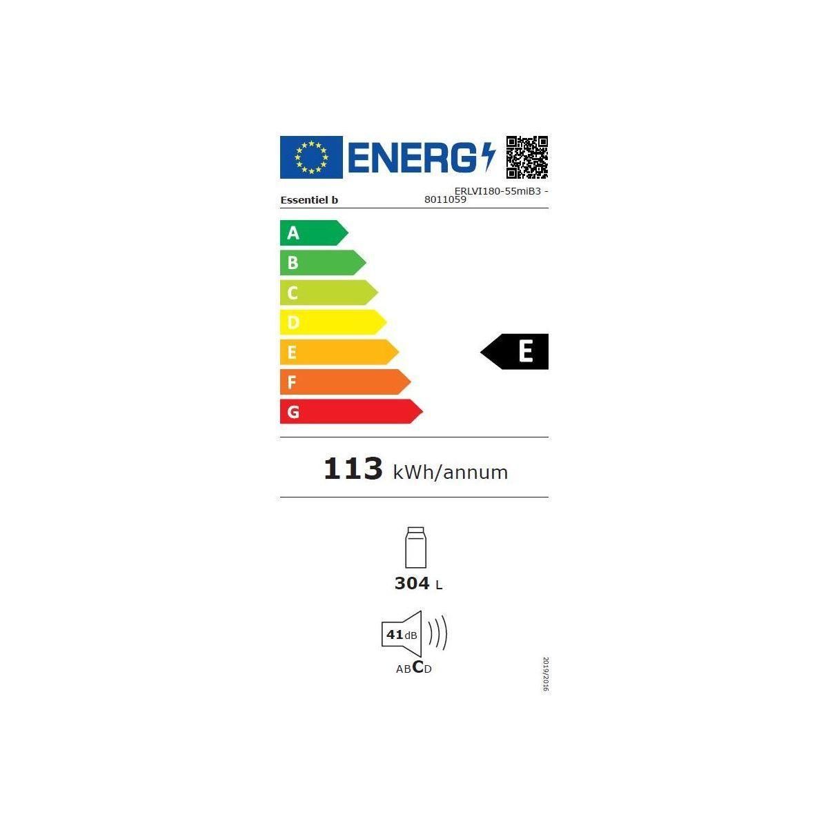 ESSENTIEL B Réfrigérateur 1 porte encastrable ERLVI180-55miB