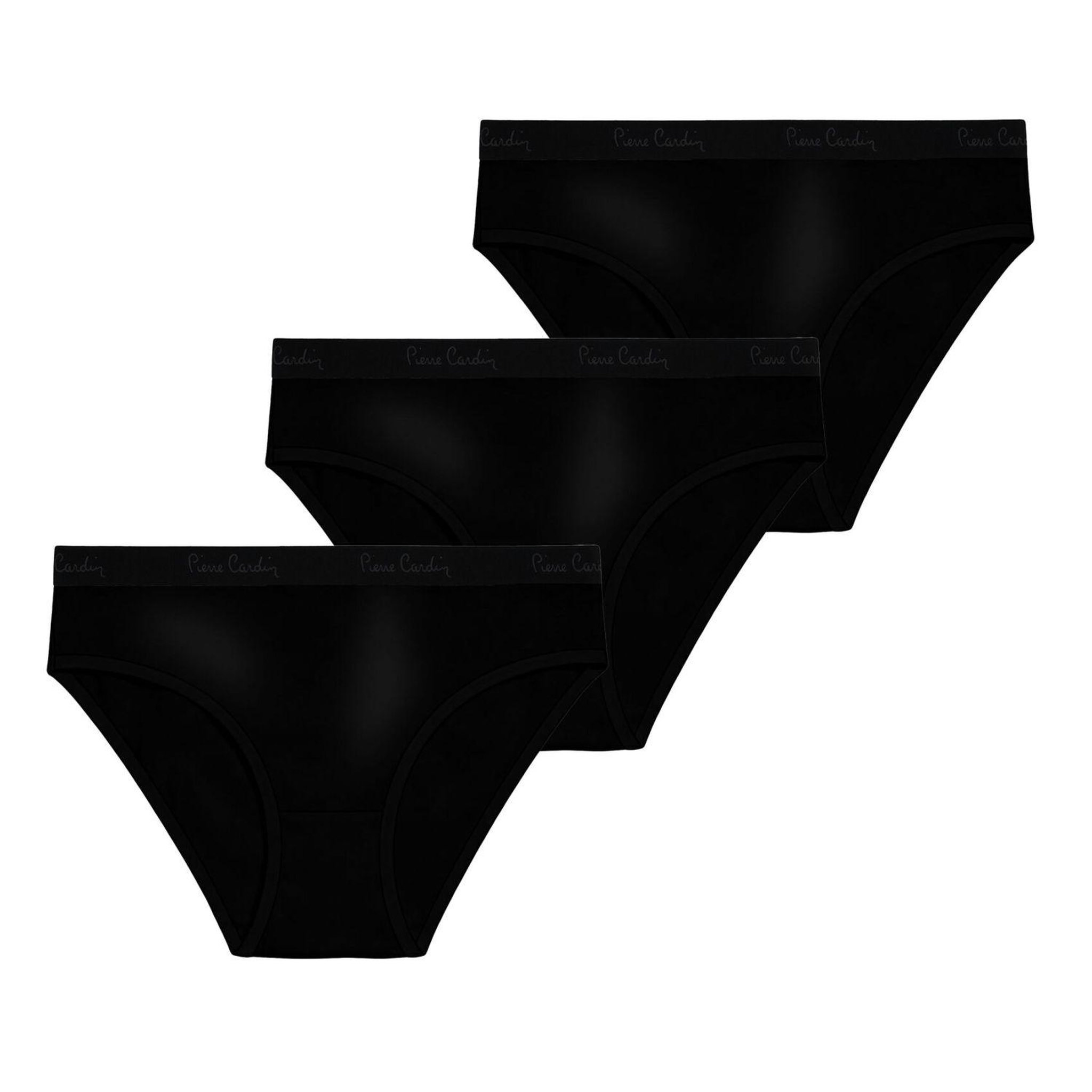 Voir la diapositive 1 : PIERRE CARDIN Lot de 3 slips femme  en coton uni ceinture fine 2cm pck37
