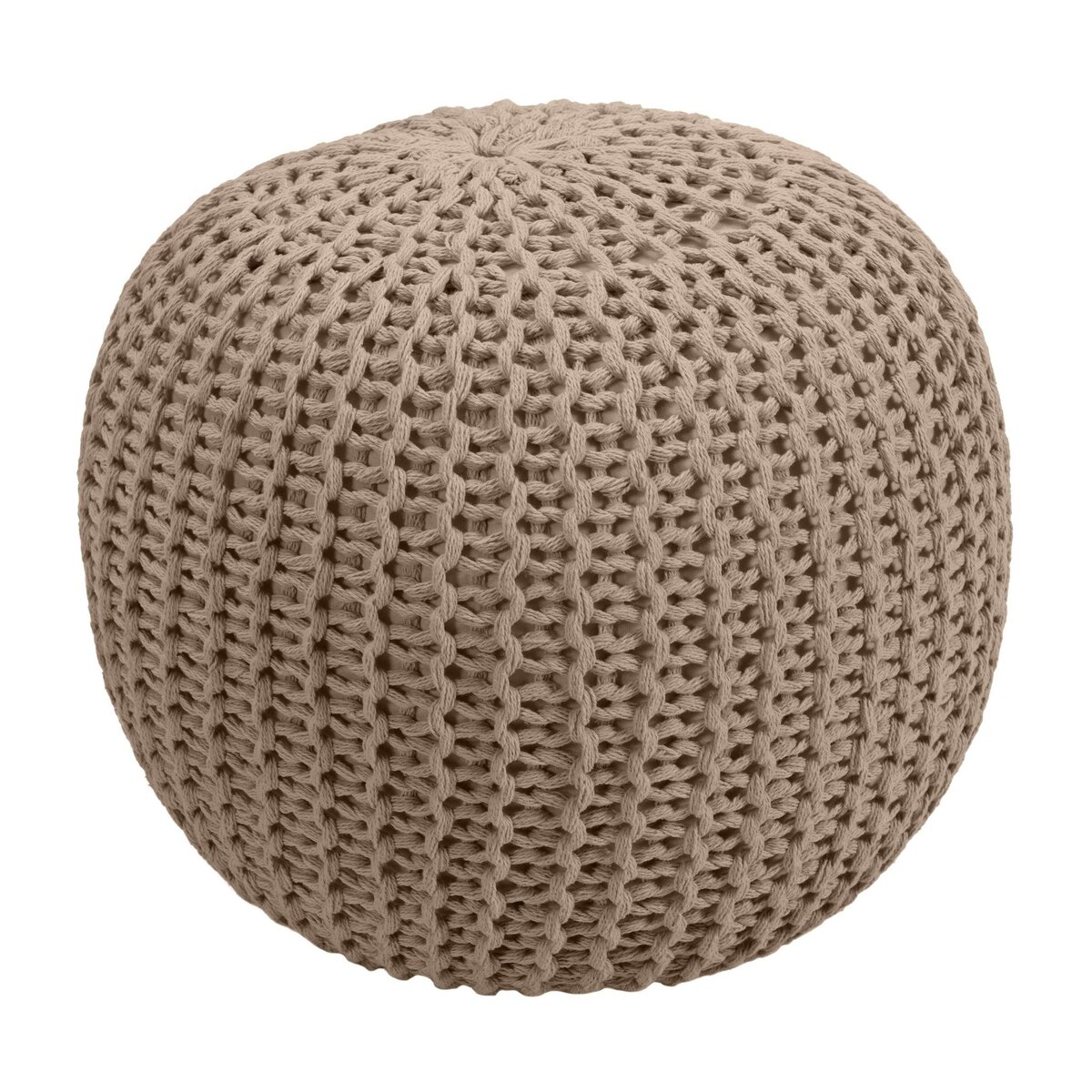 Rendez vous déco Pouf tricot rond en coton jaune moutarde D40 cm - Elisa