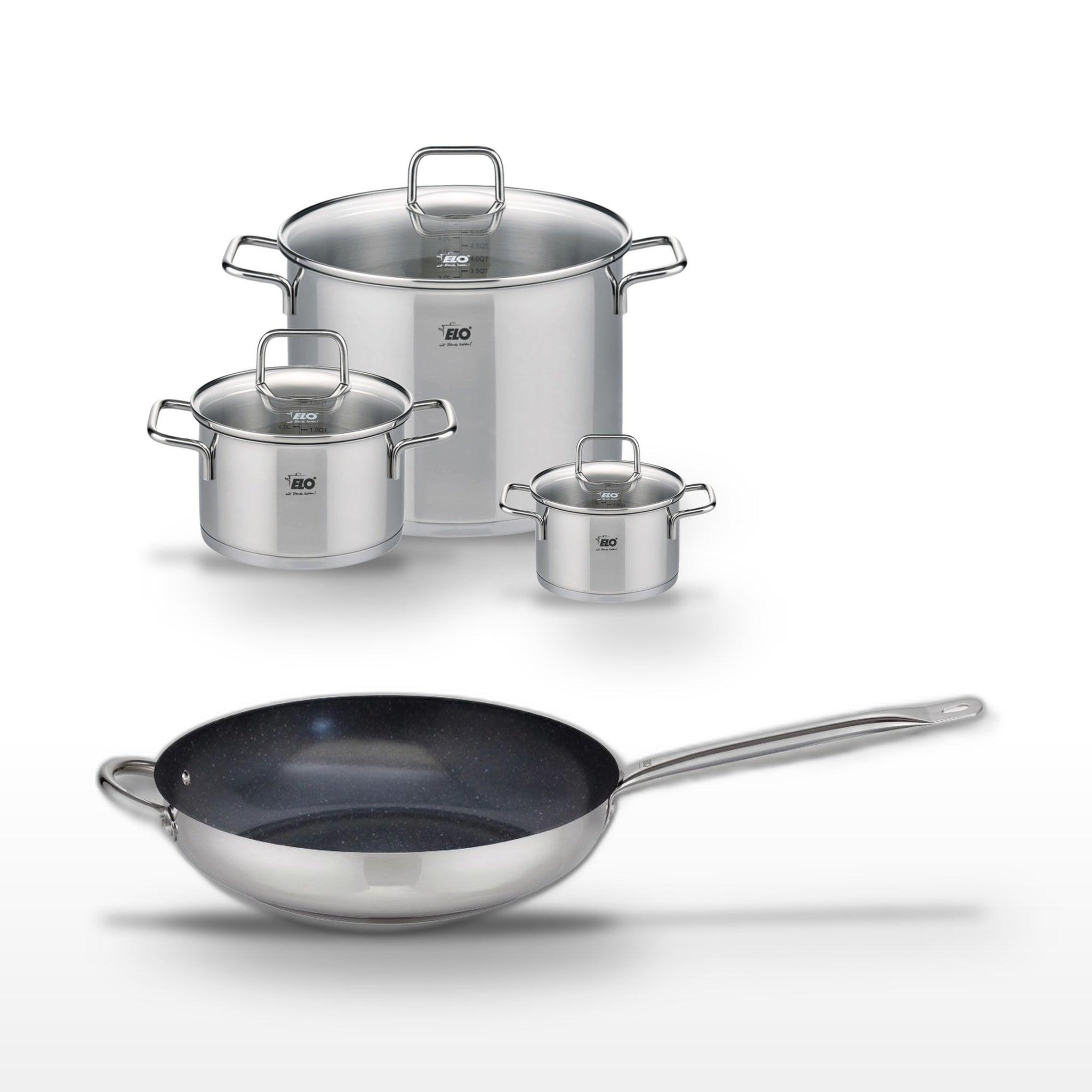 ELO Lot poêle 32cm et 3 faitouts 14/20/26cm elo profi therm platinum