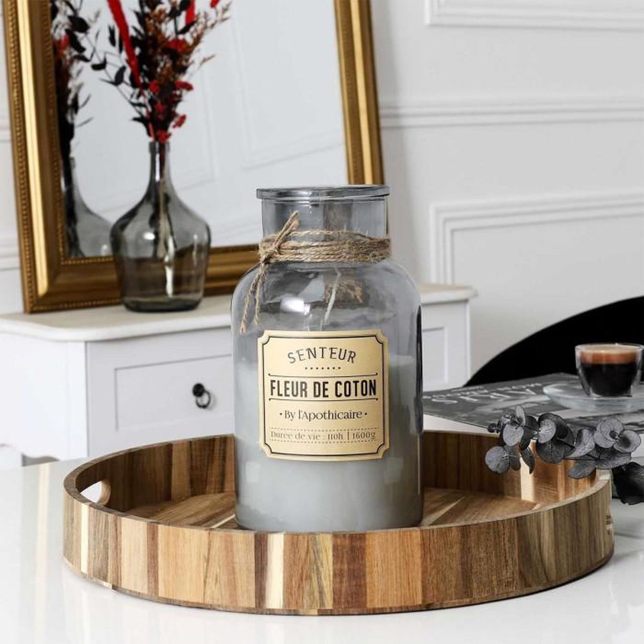 Voir la diapositive 3 : The Home Deco Factory Bougie parfumée déco  apothicaire  1600g fleur de coton