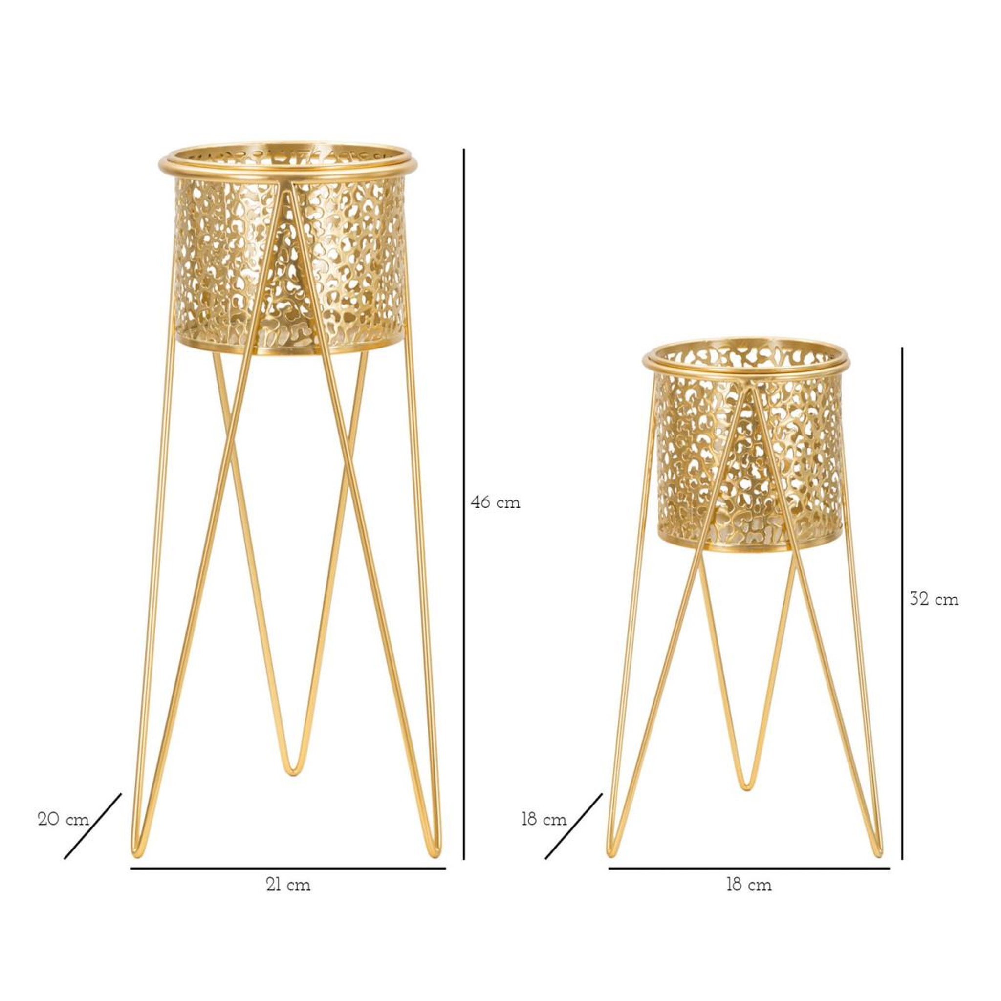 Voir la diapositive 6 : Paris Prix Lot de 2 cache-pots sur pieds  eva  46cm or
