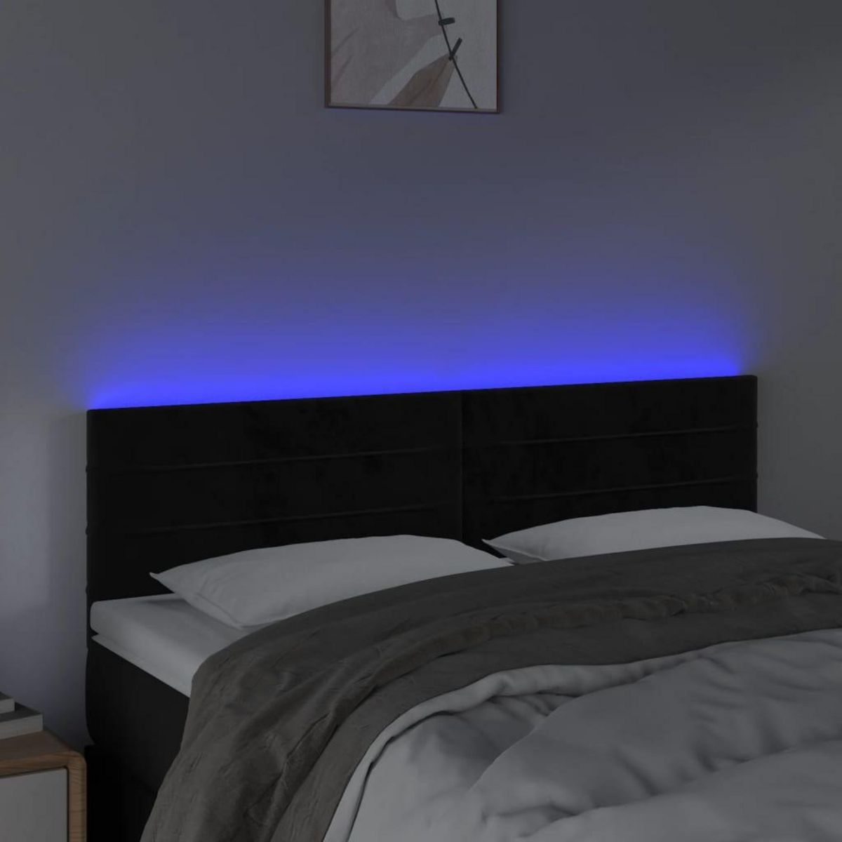 VIDAXL Tete de lit a LED Noir 144x5x78/88 cm Velours