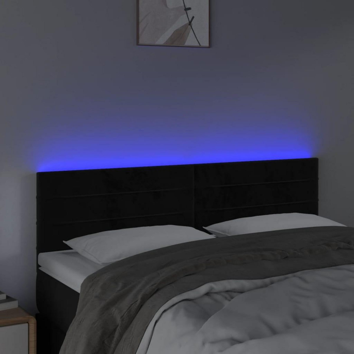 VIDAXL Tete de lit a LED Noir 144x5x78/88 cm Velours