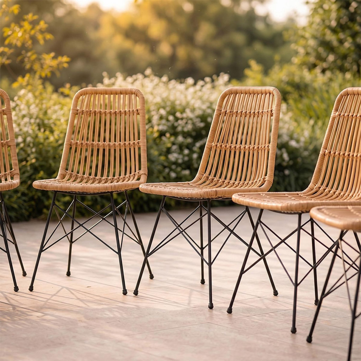 CONCEPT USINE Lot de 6 chaises en résine tressée effet rotin BAGO