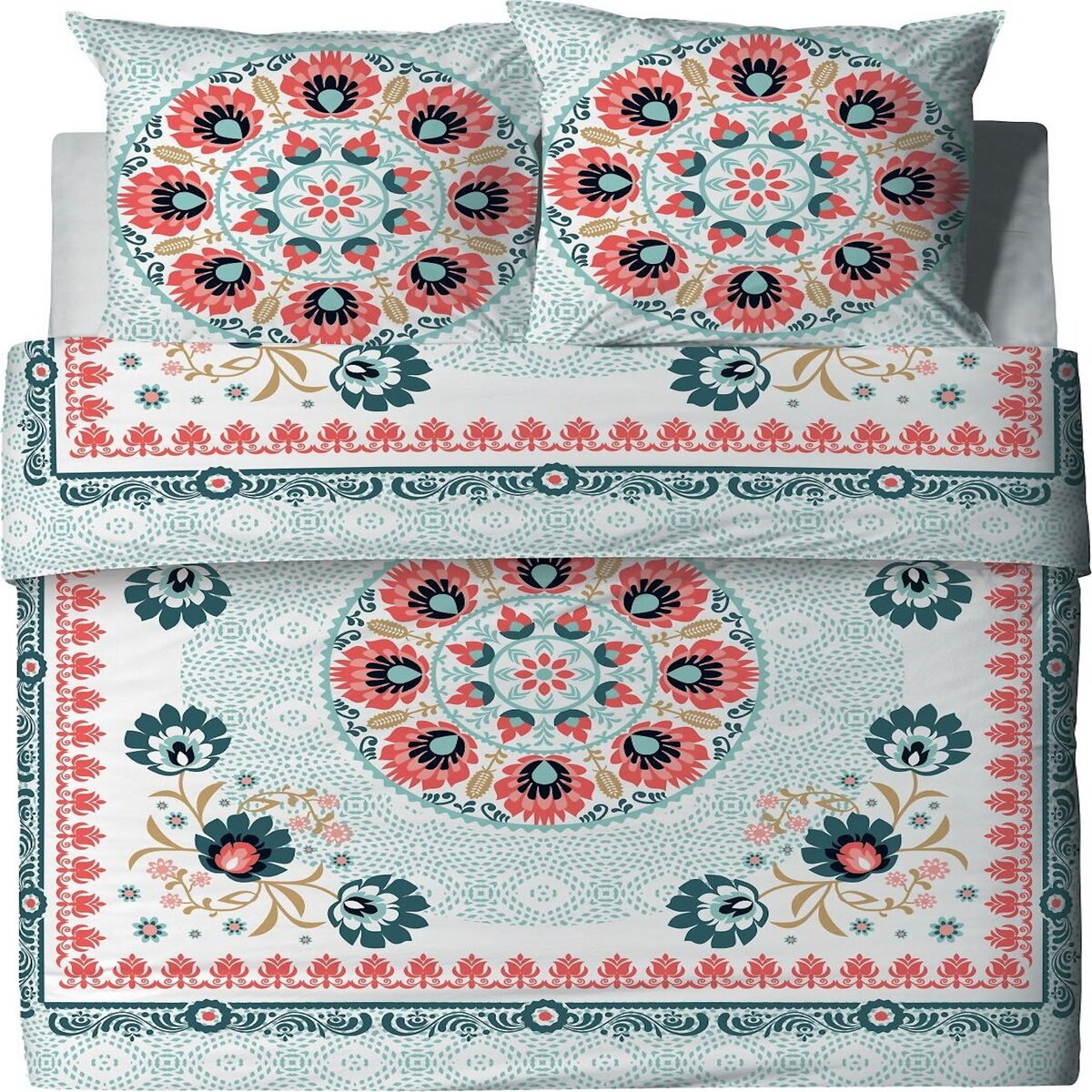 Les Ateliers du Linge Parure housse de couette 100% coton 47 fils/cm2 -camelia