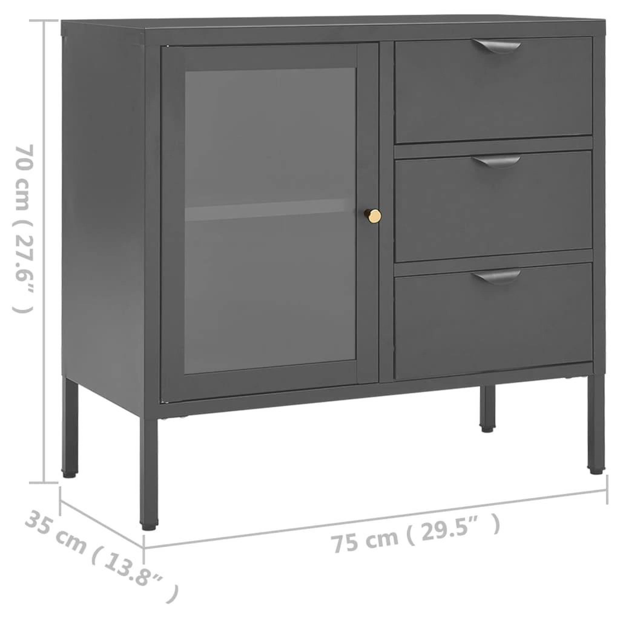 Voir la diapositive 6 : VIDAXL Buffet Anthracite 75x35x70 cm Acier et verre trempe