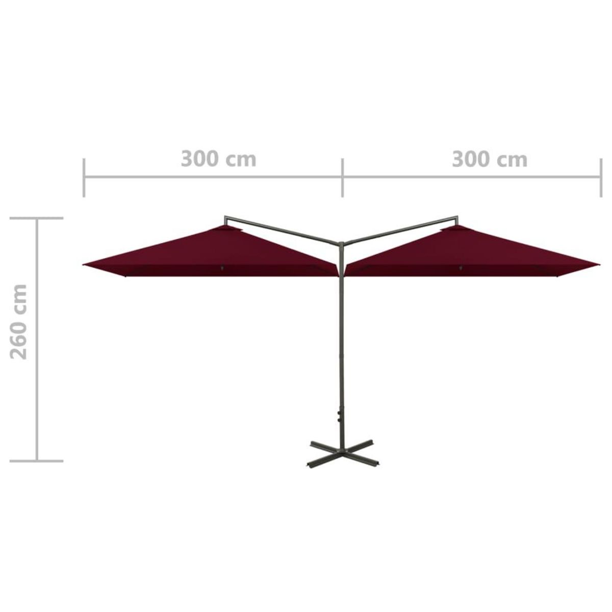 VIDAXL Parasol de jardin double avec mat en acier rouge bordeaux