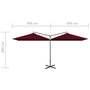 Voir la diapositive 6 : VIDAXL Parasol de jardin double avec mat en acier rouge bordeaux