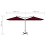 Voir la diapositive 6 : VIDAXL Parasol de jardin double avec mat en acier rouge bordeaux