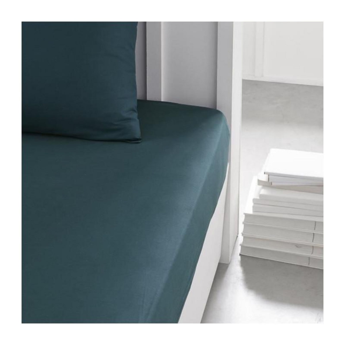 Today Drap housse TODAY Essential - 160 x 200+30 cm - 2 personnes - 100% Coton uni - Paon