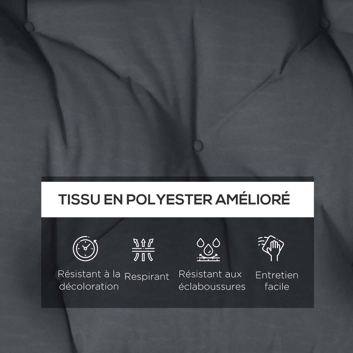 OUTSUNNY Ensemble de 2 coussins d'extérieur assise dossier canapé gris