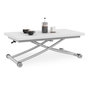 Voir la diapositive 1 : ID MARKET Table basse extensible relevable en table à manger rectangulaire URBANA plateau blanc pied chrome