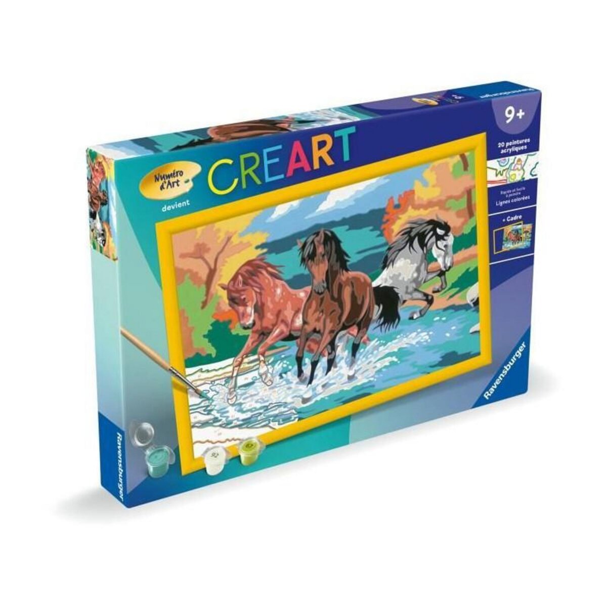RAVENSBURGER CreArt Kids 31x21cm Horde de chevaux, Kit de peinture par numéros Numéro d'Art, Des 9 ans, 25846, Ravensburger