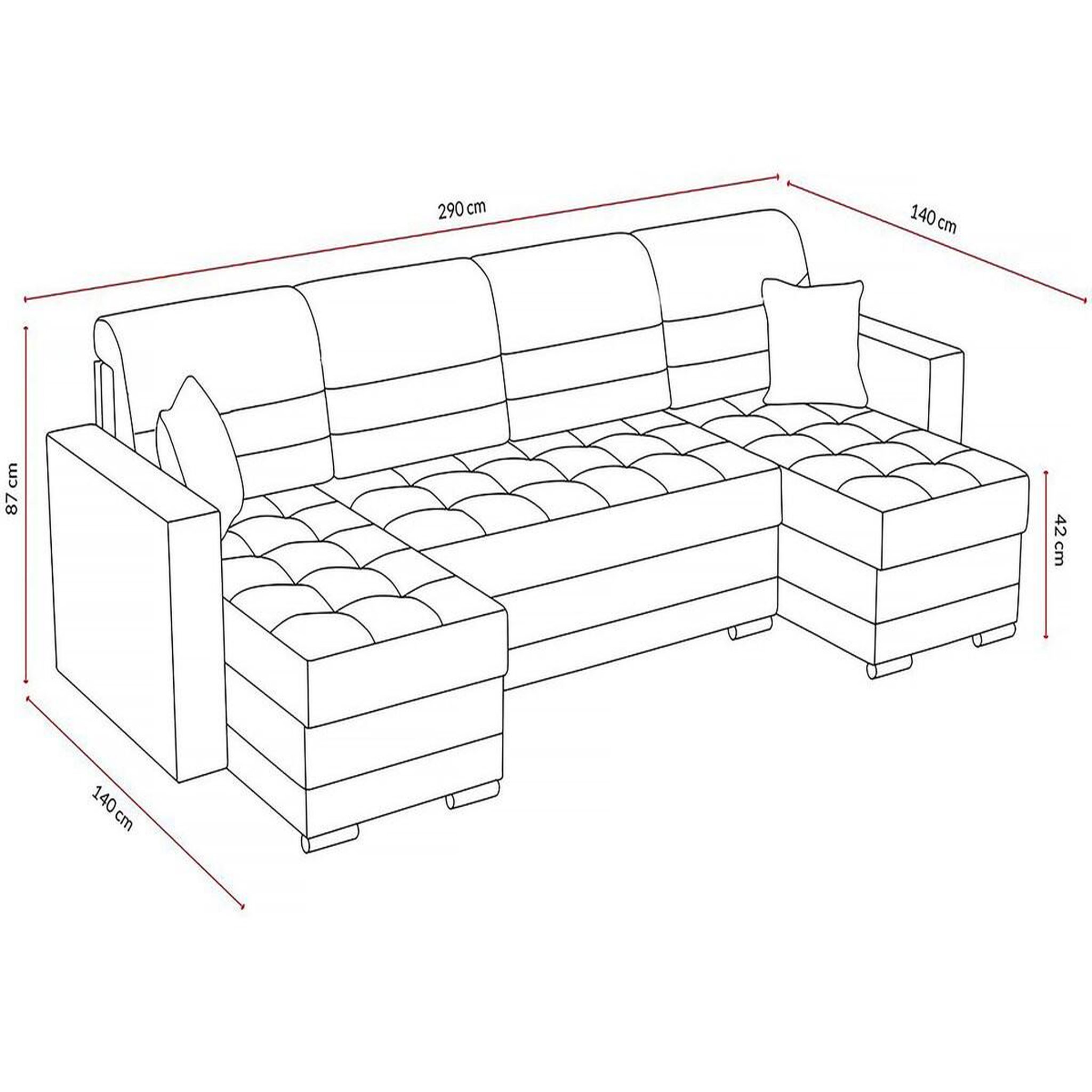 Voir la diapositive 4 : Habitat et Jardin Canapé panoramique convertible avec coffres de rangement  antoine  - 5 places - gris foncé/ gris clair