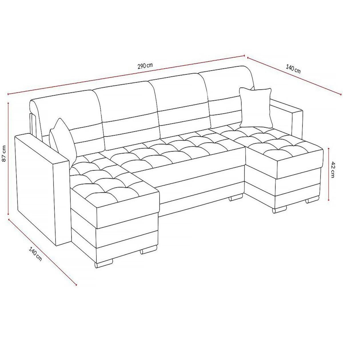Habitat et Jardin Canapé panoramique convertible avec coffres de rangement  Antoine  - 5 places - Gris foncé/ Gris clair