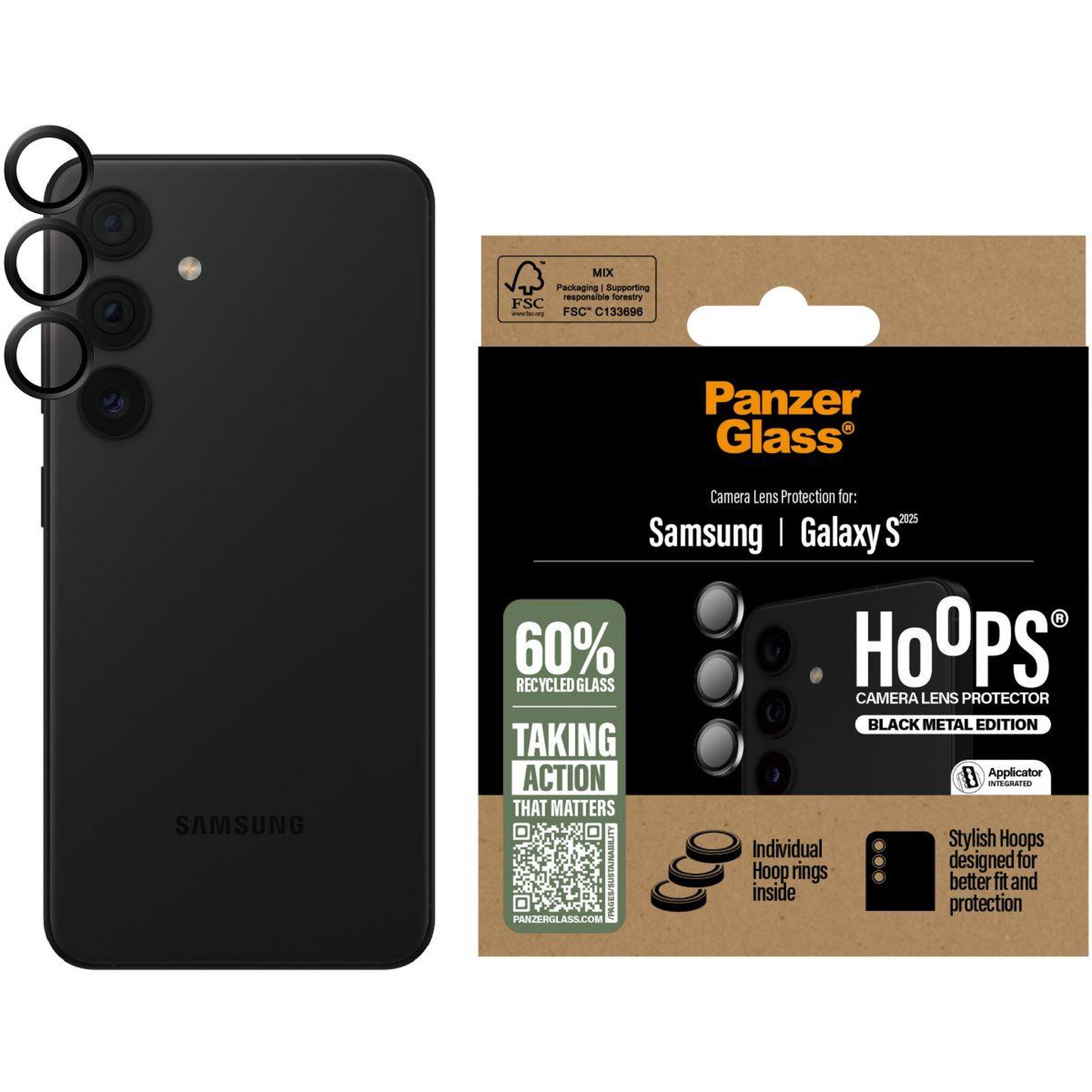 Voir la diapositive 2 : PANZERGLASS Protège écran Samsung Galaxy S25 Protège Objectif