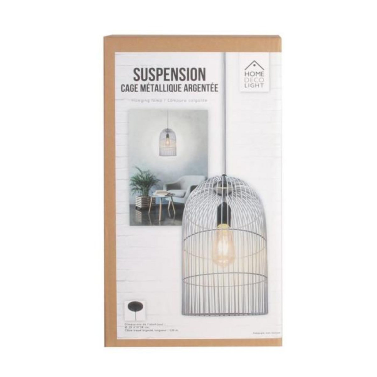 Paris Prix Lampe Suspension  Haute Cage  38cm Argent