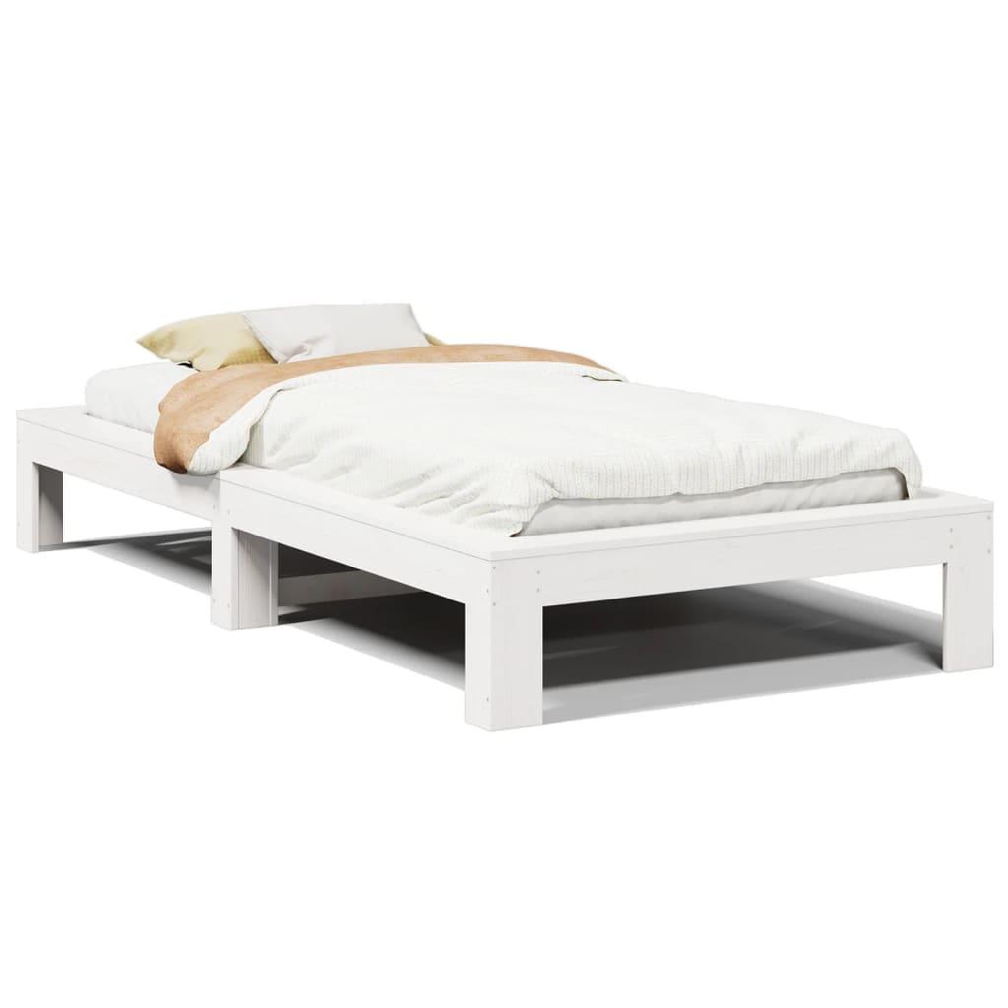 Voir la diapositive 2 : VIDAXL Cadre de lit sans matelas blanc 75x190 cm bois de pin massif