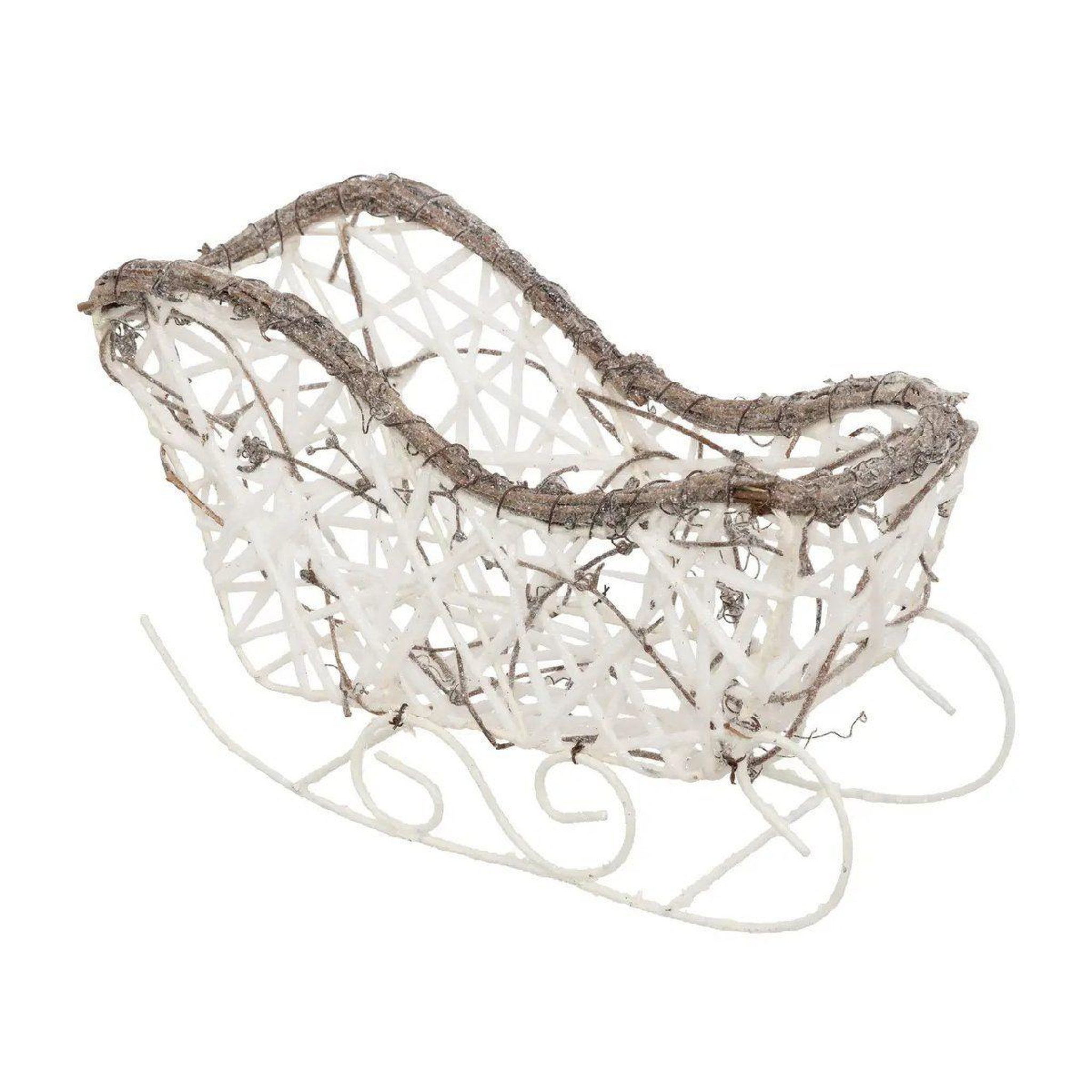 ATMOSPHERA Traineau déco en rotin  neige  25cm blanc