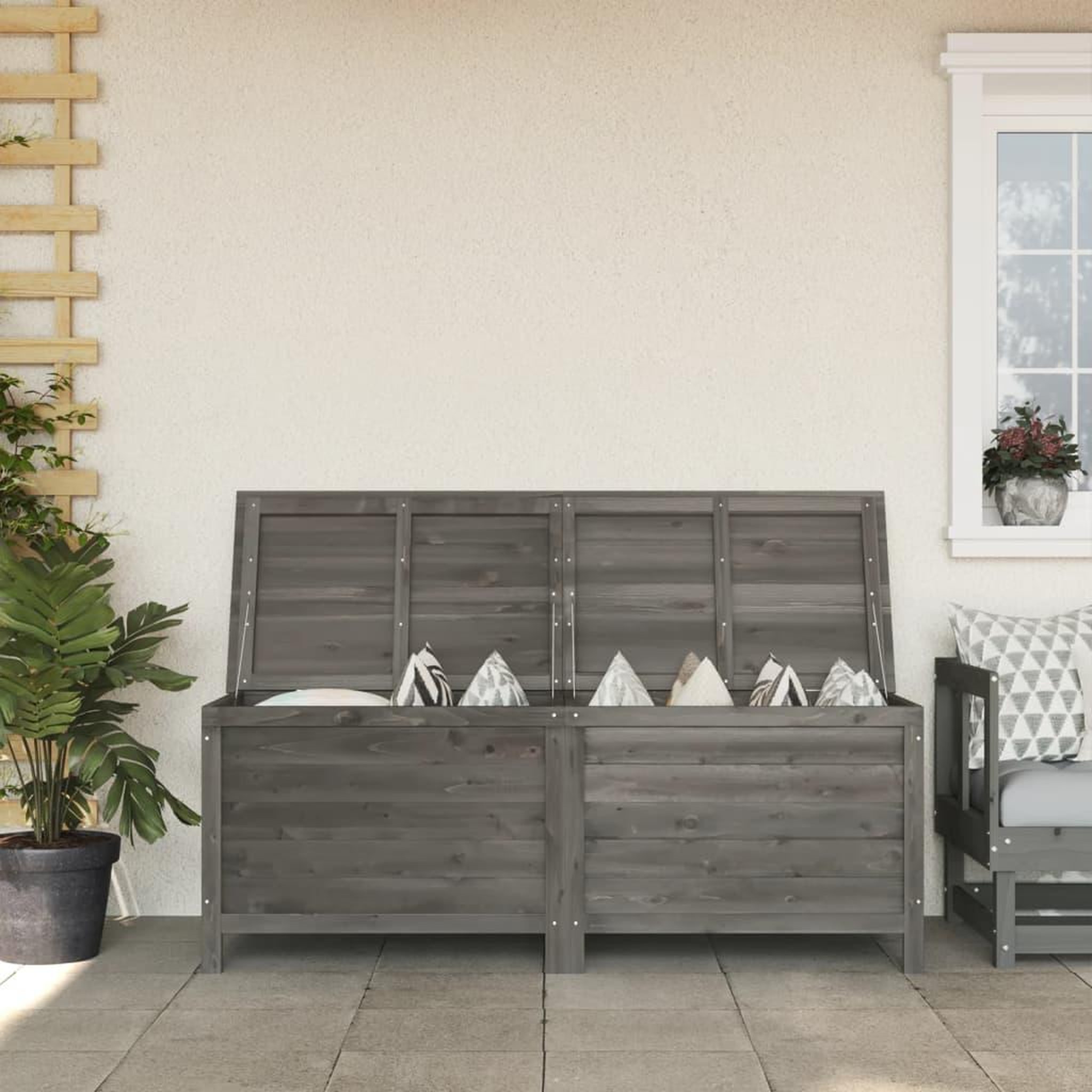 VIDAXL Boîte de rangement de jardin anthracite bois massif sapin
